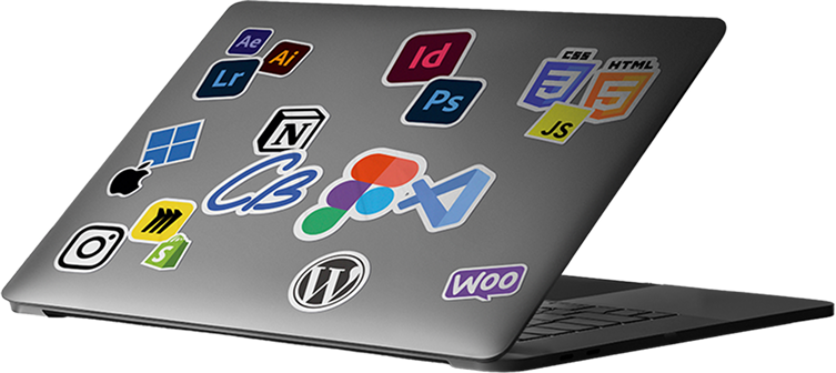 Laptop mit Software-Stickern